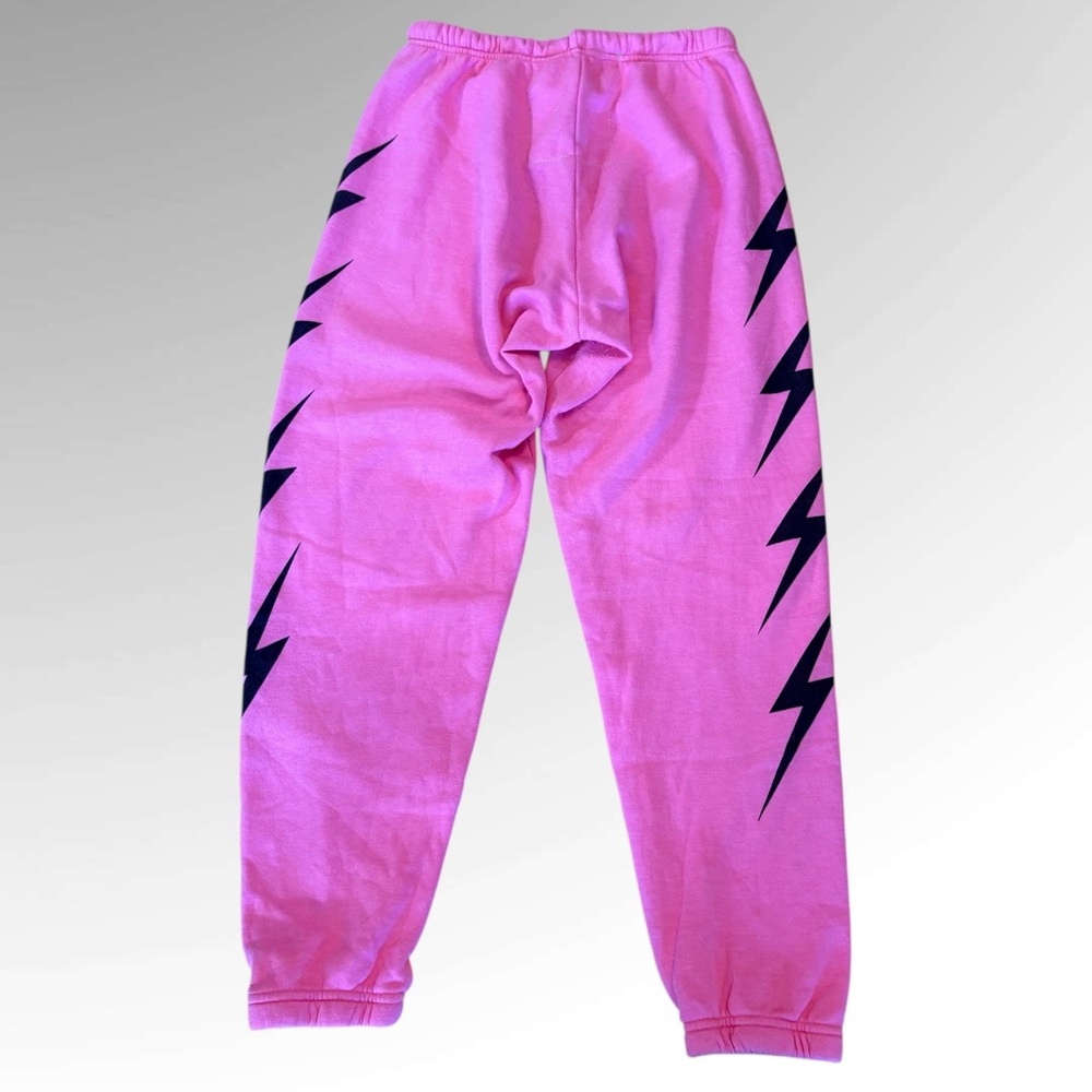 Aviator Nation Pink Joggers with Black Lightning Bolts - Picture 5 of 7